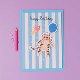 Space Tiger Personalised Sticker & Colouring Kids Birthday Card