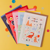 Dinosaur Sticker & Colouring Kids Birthday Card