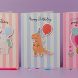 Have a Roaring Birthday Dinosaur Personalised Sticker & Colouring Kids Birthday Card