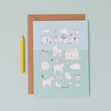 Farmyard Multi Sticker & Colouring Kids Birthday Card