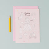 Princess Multi Sticker & Colouring Kids Birthday Card