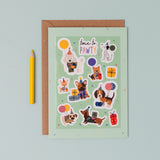 Dog Multi Sticker & Colouring Kids Birthday Card