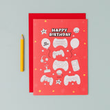 Gamer Multi Sticker & Colouring Kids Birthday Card