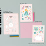 Princess Multi Sticker & Colouring Kids Birthday Card